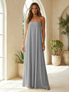 Chiffon Sheath Strapless Simple Formal Dresses