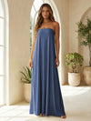 Chiffon Sheath Strapless Simple Formal Dresses