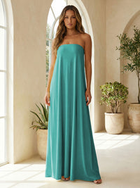 Chiffon Sheath Strapless Simple Formal Dresses