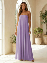 Chiffon Sheath Strapless Simple Formal Dresses
