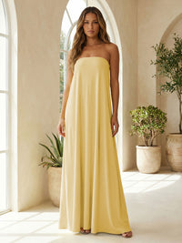 Chiffon Sheath Strapless Simple Formal Dresses