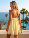 Chiffon A-Line Halter 3D Flowers Homecoming Dresses