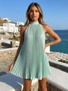 Chiffon A-Line Halter Pleated Formal Tent/ Trapeze Dresses
