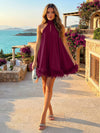 Jersey A-Line Halter Feather Formal Tent/ Trapeze Dresses
