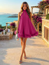 Jersey A-Line Halter Feather Formal Tent/ Trapeze Dresses