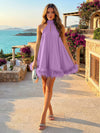 Jersey A-Line Halter Feather Formal Tent/ Trapeze Dresses