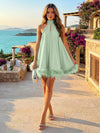 Jersey A-Line Halter Feather Formal Tent/ Trapeze Dresses
