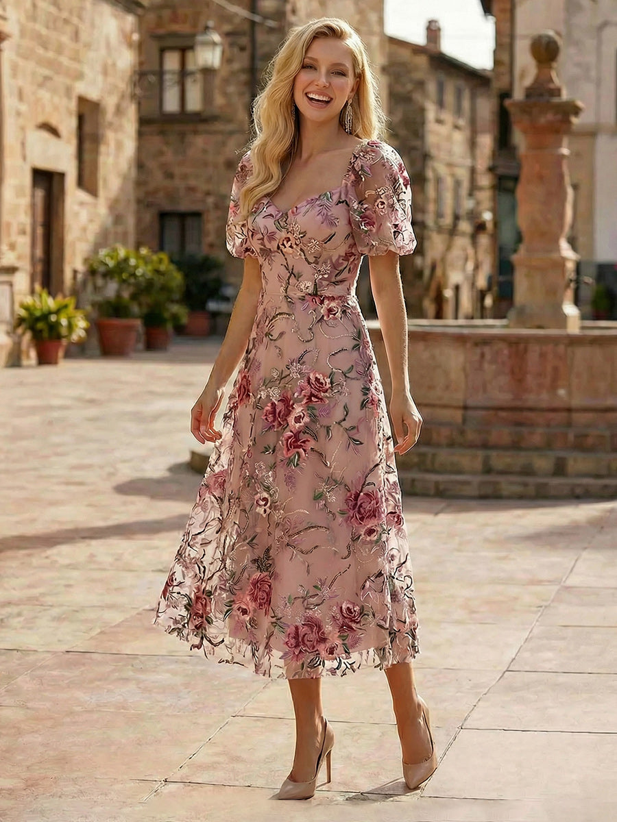 Tulle A-Line Sweetheart Sequin Embroidery Formal Dresses
