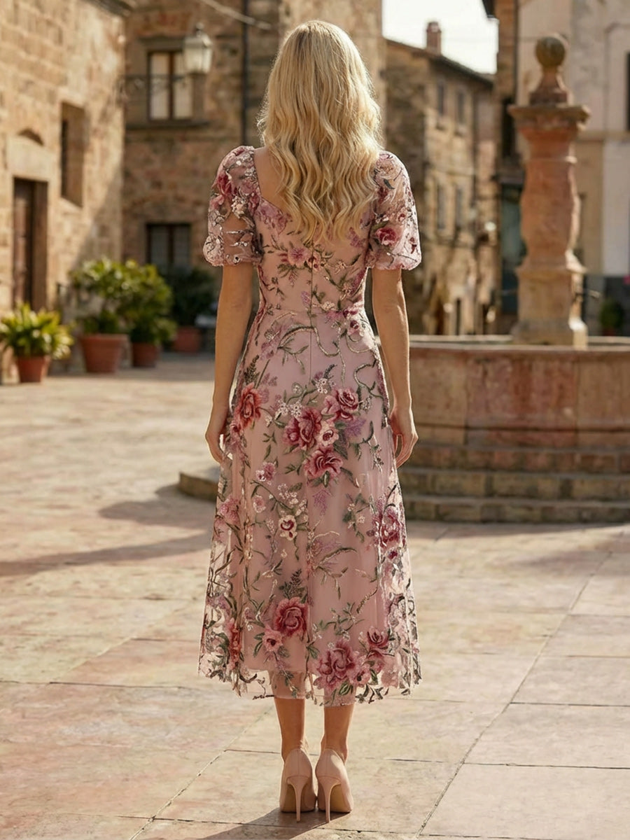 Tulle A-Line Sweetheart Sequin Embroidery Formal Dresses