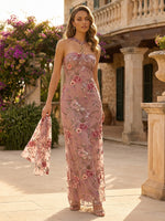 Tulle Sheath Halter Sequin Embroidery Formal Dresses