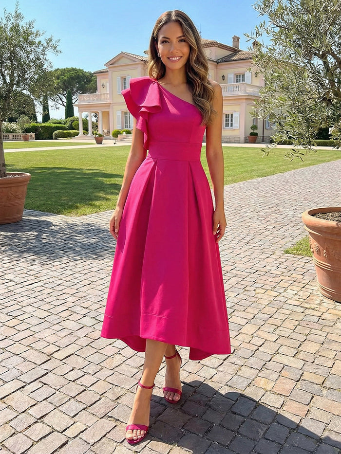 Jersey A-Line One Shoulder Ruffles Mother of the Bride Dresses