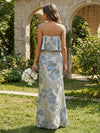 Jacquard Sheath Spaghetti Straps Ruffles Formal Dresses
