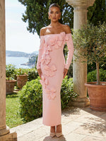 Jersey Mermaid Off the Shoulder 3D Flowers Formal Dresses