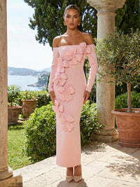 Jersey Mermaid Off the Shoulder 3D Flowers Formal Dresses