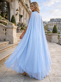 Chiffon A-Line V Neck Pleated Formal Dresses with Wraps