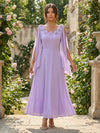 Chiffon A-Line Crew Neck 3D Flowers Formal Dresses
