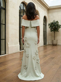 Jersey Mermaid Off the Shoulder 3D Flowers Formal Dresses