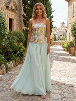 Chiffon A-Line Strapless Sequin Embroidery Formal Dresses