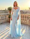 Chiffon Mermaid Sweetheart Pleated Formal Dresses with Wraps