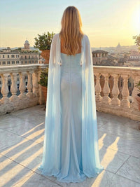 Chiffon Mermaid Sweetheart Pleated Formal Dresses with Wraps