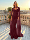 Chiffon Mermaid Sweetheart Pleated Formal Dresses with Wraps