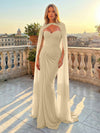 Chiffon Mermaid Sweetheart Pleated Formal Dresses with Wraps