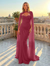 Chiffon Mermaid Sweetheart Pleated Formal Dresses with Wraps