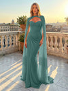 Chiffon Mermaid Sweetheart Pleated Formal Dresses with Wraps