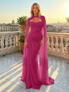 Chiffon Mermaid Sweetheart Pleated Formal Dresses with Wraps