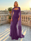 Chiffon Mermaid Sweetheart Pleated Formal Dresses with Wraps