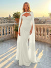 Chiffon Mermaid Sweetheart Pleated Formal Dresses with Wraps