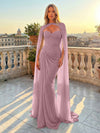 Chiffon Mermaid Sweetheart Pleated Formal Dresses with Wraps