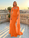 Chiffon Mermaid Sweetheart Pleated Formal Dresses with Wraps