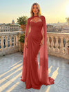 Chiffon Mermaid Sweetheart Pleated Formal Dresses with Wraps
