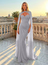 Chiffon Mermaid Sweetheart Pleated Formal Dresses with Wraps
