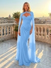 Chiffon Mermaid Sweetheart Pleated Formal Dresses with Wraps