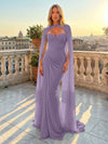 Chiffon Mermaid Sweetheart Pleated Formal Dresses with Wraps