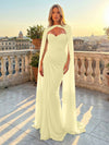 Chiffon Mermaid Sweetheart Pleated Formal Dresses with Wraps