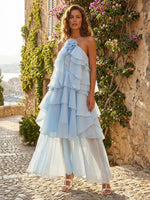 Chiffon A-Line Spaghetti Straps 3D Flowers Formal Tent/ Trapeze Dresses