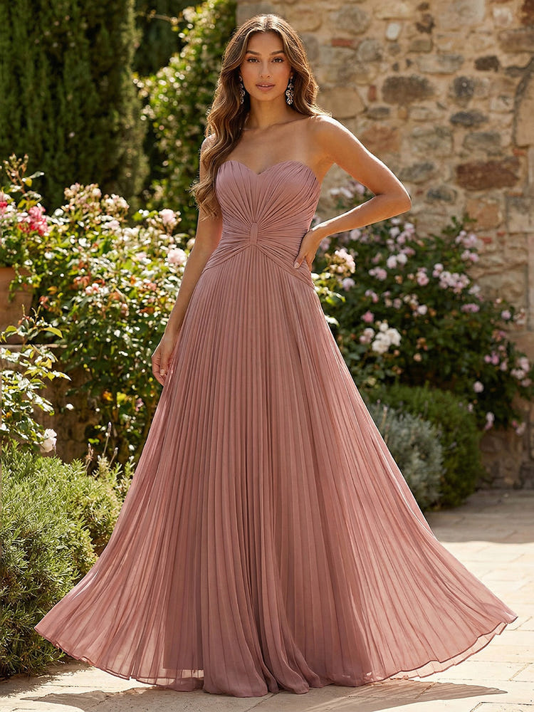 Chiffon A-Line Sweetheart Pleated Formal Dresses
