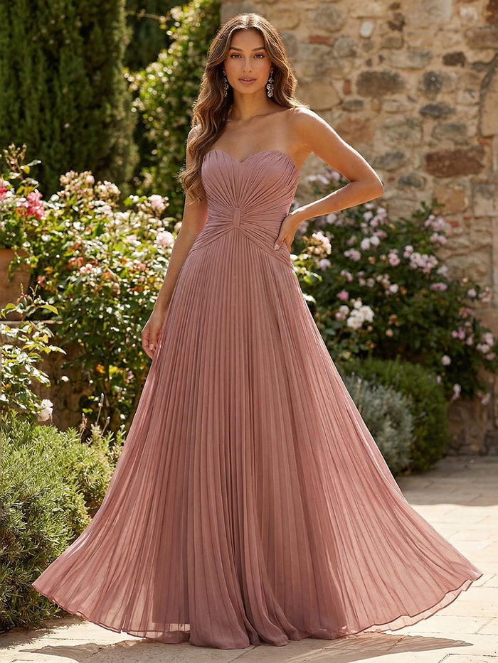 Chiffon A-Line Sweetheart Pleated Formal Dresses