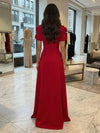 Jersey A-Line Crew Neck 3D Flowers Formal Dresses