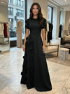 Jersey A-Line Crew Neck 3D Flowers Formal Dresses