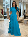 Jersey A-Line Crew Neck 3D Flowers Formal Dresses