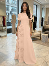 Jersey A-Line Crew Neck 3D Flowers Formal Dresses