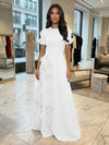 Jersey A-Line Crew Neck 3D Flowers Formal Dresses