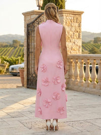 Jersey A-Line High Neck 3D Flowers Formal Dresses