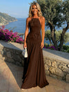 Chiffon A-Line Halter Pleated Formal Dresses with 3D Flowers