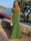 Chiffon A-Line Halter Pleated Formal Dresses with 3D Flowers