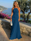 Chiffon A-Line Halter Pleated Formal Dresses with 3D Flowers